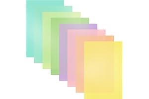 WEYSOO A4 Colour Overlays for Dyslexia, 8pcs Dyslexia Reading Overlays Aid, Light Coloured Plastic Guided Reading Overlays for Dyslexia, ADHD,