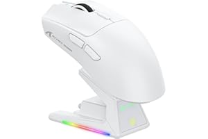 ATTACK SHARK X1 Gaming Mouse with Touchpad RGB Charging Dock, PixArt PAW3395PRO Gaming Sensor, BT/2.4G Wireless/Wired Gaming Mouse, 40000 DPI, 53g Superlight Gamer Mice for Win11/Xbox/PS/Mac (White)