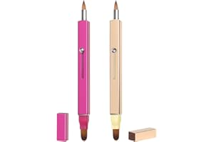 ‎SRUIDYLADY 2 Stück Doppelte Lippenpinsel und Einzelne Eyeliner-Bürste,Einziehbar Lippenpinsel Lip Liner Konturpinsel, mit Kappe Concealer Pinsel Tragbare Lippenbürste Lip Liner Konturpinsel (Gold + Pink)