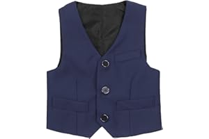 TiaoBug Gilet Enfant Garçon Veste de Costume d'honneur Jacket Chemise sans Manche Gentilhomme Manteau Mariage Cérémonie Anniversaire Baptême 3-14 Ans