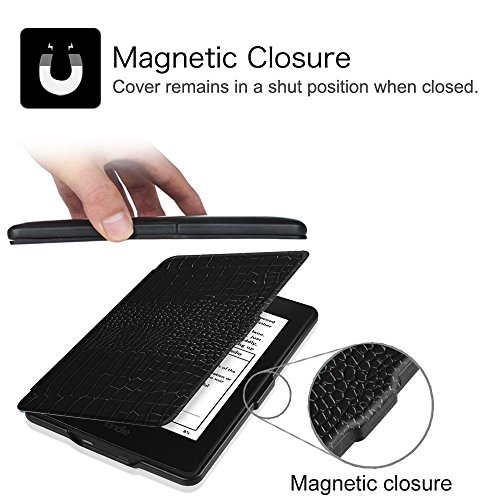 Fintie Kindle Paperwhite Hülle – Die dünnste und leichteste Smartshell Case Schutzhülle Tasche mit auto Sleep / Wake für den neuen Kindle Paperwhite 2016 (mit 300 ppi-Display, 6 Zoll, und integrierter Beleuchtung) und alle Modelle von 2012, 2013, 2014, 2015, Krokodil Schwarz - 4