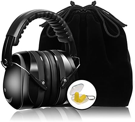 Ear Defenders, Meerveil Earmuffs Hearing Protector with Head Band, Compact Ear Protector with Ear Plugs for Noise Protection, 35dB NRR, for Shooting, Construction or Yard Work, Black