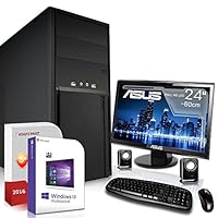 Komplett PC Set Office / Multimedia inkl. Windows 10 Pro 64-Bit! - Intel Celeron J1800 2x 2,6GHz - Intel HD Graphics - ASUS 24-Zoll TFT Monitor - 4GB DDR3 RAM - 500GB HDD - 24-fach DVD Brenner - Lautsprecher - Tastatur + Maus - USB 3.0 - Computer mit 3 Jahren Garantie!