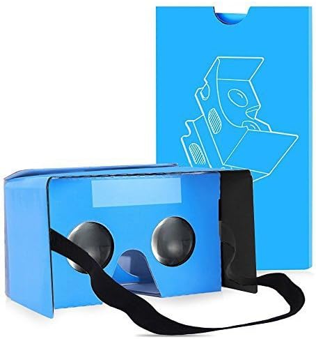 [Newest Updated Version] QPAU Google Cardboard V2.0 3D Glasses Virtual Reality DIY Kit - More Comfortable and Clearer-Blue