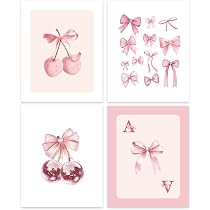 Set Di 3 Stampe Su Tela Con Fiocchi Rosa – Quadri Estetici Preppy Acquerello, Decorazione Parete Per Camera Da Letto Ragazze, Senza Cornice (20x25 Cm) - 3