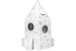ADAM TOYS Tektorado - Spielhaus aus Pappe für Kinder - Kinderspielhaus aus Karton zum Bemalen und Spielen - für Outdoor & Indoor - für Kinder ab 3 Jahren - Rakete