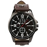 Herren Uhren, OverDose 2016 Männer Sport-Quarz-Uhren Herrenuhren Luxus-Leder-Armbanduhren (Kaffee)