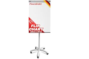 FLOORDIREKT Rotafolio con pie de rodillo, soporte para blocs y brazos laterales, magnético y se puede escribir en ella, independiente y regulable en altura, pizarra magnética con bandeja (Pira).