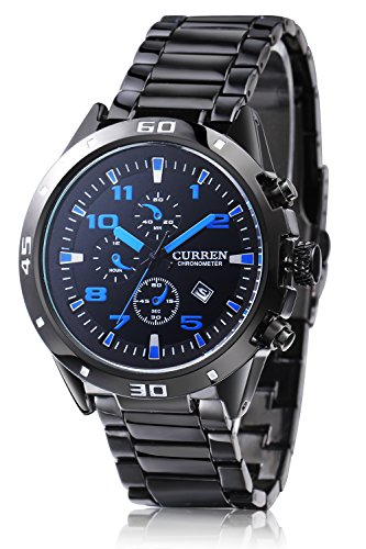 Inwet Herren Quarz Armbanduhr mit Schwarz Zifferblatt Analoge Anzeigen und Edelstahl Armband Inwet Herren Quarz Armbanduhr mit Schwarz Zifferblatt Analoge Anzeigen und Edelstahl Armband