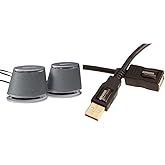 Amazon Basics - PC Speakers with Dynamic Sound USB Powered Silver 1 Pair & 7GV4 USB 2.0 A Male to A Female Extension Cable (1