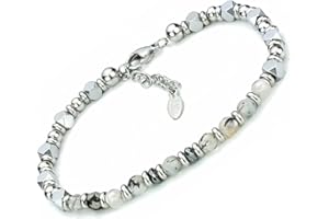 SAGA GIOIELLI® Bracciale Uomo Pietre Dure Quadrelli Acciaio