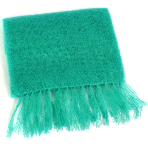 Luxury Mohair Scarf. 200cm x 25cm. Made in Ireland. Green.