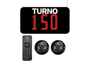 CYSSJF Pantalla Su Turno Digital (Llamada en Español) | 3 Dígitos| Maquina de Numeros Turnos, Sistema de Turnos y Gestión de Cola, Sistema Turnos |1 Pantalla Turno+2 Botón de Llamada +1Mando