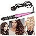 CkeyiN® 360 Degree Rotation Cord Hair Rollers Curling Iron Wand Electric Ceramic Hair Curler Spiral Styling Tools (Pink)