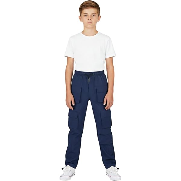 Pantalon Cargo Garçon Slim Ajusté 3-14 Ans - Confortable Et Respirant