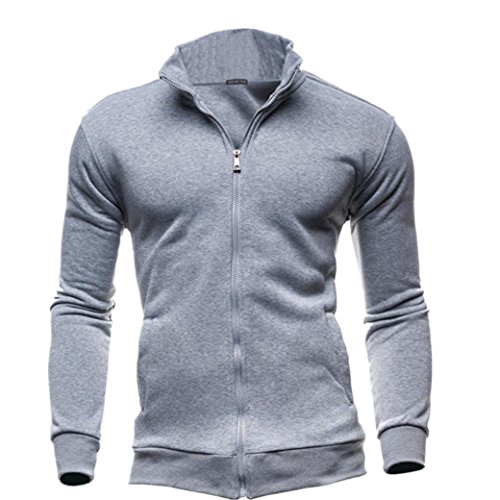 Preisvergleich Produktbild Herren Jacke Longra Männer Herbst Winter Freizeitjacke Sportjacke Cardigan Zipper Sweatshirts Tops Jacke Mantel Herren Übergangsjacke Stoff-Jacke (L, Gray)
