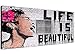 Produktbild Wallfillers "Life is Beautiful"-Leinwanddruck, Banksy-Graffiti, Street Art, Strassenkunst, Schwarz / Weiß / Rosa