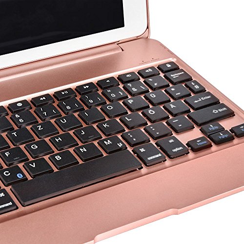 iPad Air 2/Pro 9.7 Bluetooth Tastatur Hülle, Collen Bluetooth Keyboard Case mit Auto Sleep / Wake Funktion, Deutsches Tastaturlayout (Rose Gold) - 7