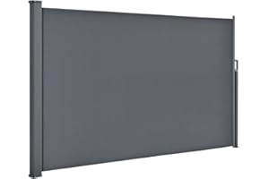 Juskys Store latéral 180 x 300 cm Extensible et Opaque, Brise-Vue pour Balcon, terrasse et Jardin, Auvent latéral avec Support Mural, Protection Solaire en Acier & Tissu Impermeable - Gris foncé