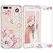 Produktbild iPhone 7 Plus Hülle Panzerglas, iPhone 8 Plus Hülle Blumen, Bakacase Transparent TPU Silikon Handyhülle Full Body Protective Case Schutzhülle mit 9H Härte Panzerglas für iPhone 7 Plus/8 Plus 5,5"-Hibiskus