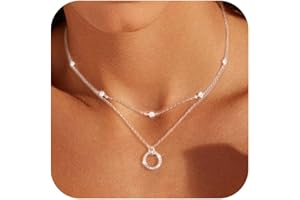 ALEXCRAFT Colliers Femme Argent, Collier Pendentif pour Femmes, Double Collier Femme Colier, Longueur Ajustable Collier Femme, Cadeau pour Anniversaire,Noël,Fête des Mères,Saint Valentin
