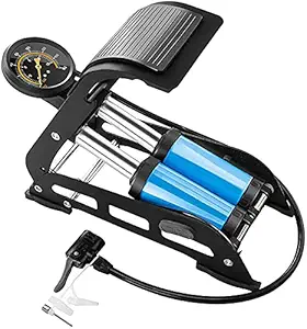 Jumix Dual-Cylinder Foot Pump, Portable Floor Bike Pump with Accurate Pressure Gauge & Smart Valves, 150PSI Air Pump for Bicycles, Motorcycles, Cars, Balls and Other Inflatables