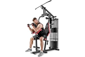 HS HOP-SPORT Hop-Sport Station de Musculation Multifonction Complet HS-1044K, Multigym avec 1 Station + 66 kg, Fitness Musculation Appareil avec poulie Haute, Papillon et tirage latéral