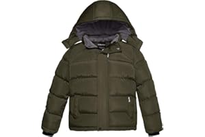 Wantdo Giacca Caldo Invernale Parka con Cappuccio Antivento Cappotto da Esterno Trapuntato Giubbotto in Cotone da Trekking Bambino