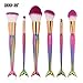 6 Pcs Mermaid Makeup Brush Set Synthetic Kabuki Foundation Blending Blush Eyeliner Face Powder Brush Makeup Brush Kit Beauty Cosmetic Tools (Colorful)
