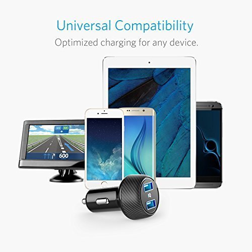 Anker Chargeur Voiture PowerDrive 2 Elite 2 Ports USB 24W Chargeur Allume Cigare avec Technologie PowerIQ pour iPhone XS Max   XR X   8 7   6   Plus   5s  iPad  Samsung Galaxy Note et Autres