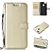 Produktbild Huawei Honor 10 lite Hülle, Honor 10 lite Handyhülelle, Alfort Einfarbige PU Leder Schutzhülle Lederhülle Tasche Wallet Case Cover für Huawei Honor 10 lite Smartphone 5.65" (Gold) + Lanyard