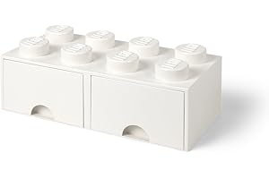 ROOM COPENHAGEN Lego 40061735-A brique 8 boutons, 2 tiroirs, boîte de rangement empilable, 9.4 l, Blanc, Plastique, 8 plots
