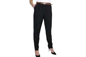 icecoolfashion Smart Work Trousers for Women UK Ladies Tapered Leg Formal Office Trouser Tailored Fit Lightweight Work Pants Size 8-22