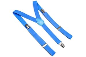 HOMEKING Adjustable Unisex Adult Child Elastic Clip-on Brace Suspender Y back Neon Belt,Blue sky