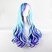 Produktbild XY Fancy Blau Violett lange lockige Perücke Gradient Bunt Cosplay Party Perücke