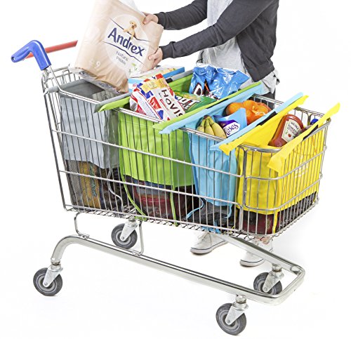Decdeal Set Di 4 Sacchetti Da Inserire Nel Carrello Della Spesa Buste Della Spesa Riutilizzabili Del Supermercato Del Carrello Per Le Donne Valigeria Borse Cestini E Trolley Per La Spesa