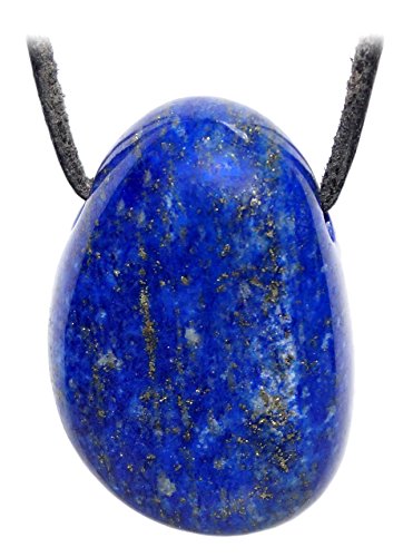 Kaltner Präsente Idée Cadeau - Collier en Cuir pour Hommes et Femmes avec Pendentif en pierres précieuses lapis lazuli