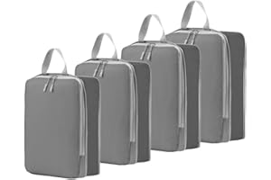 Bansga Organizator bagażu 4 zestawy,Rozszerzalne organizatory podróży kompresji, Pakowanie wiadra do odzieży, bielizny,Torby bagażowe (małe, średnie, duże i wydłużone)-szary