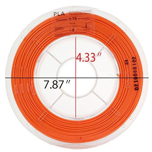HICTOP 1.75mm PLA 3D-Drucker Glühfaden – 1 kg Spule (2,2 lbs) – Dimensional Genauigkeit +/- 0,05 mm (orange) - 2