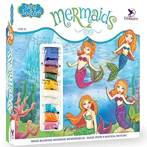 Toykraft: Sand & Sequin Picture- Mermaids, Sand Art and Craft Kit, Art Activity, Gift for Girls, Kids Craft Activity Kit for 5-8 Year Old, Sand Art Kit for Kids (Pack of 1)