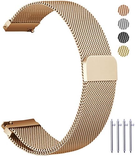 Vetoo Direct Milanese Watch straps, Quick Release Magnetic Closure Stainless Steel bracelet for Pebble, Moto, Samsung Gear, Casio,rose gold