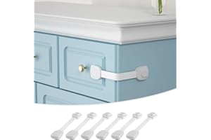 SAFELON 6 Pcs Baby Safety Cupboard & Cabinet Locks, Childproof Strap Locks, Baby Security Multi-Function Lock for Drawers, Fridges, Toilets, Cupboards, Cabinets (White)