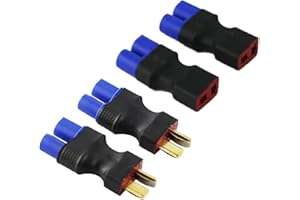 LinsyRC 2 Stück EC3 Männlich auf Deans T-Stecker Buchse Steckeradapter und 2 Stück EC3 Buchse auf Deans T-Stecker Männlich Steckeradapter für RC Lipo Akku