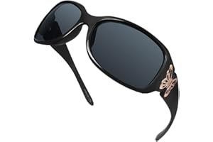 LVIOE Sonnenbrille Damen Groß Polarisiert Schwarz, 80er Klassisch Vintage Sonnenbrille für Frauen mit UV-Schutz