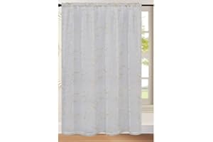 Householdfurnishing Embroidery Sequin Design Single Voile Panel Rod Pocket (Cream, 55x54inch)