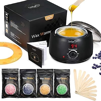 LuckyFine Chauffe Cire,Luckyfine,Réchauffeur de Cire pour Épilation, Kits d'Épilation à la Cire, Temprérature Ajustable,Profitez Épilation Cire pour Visage Bras Aisselles Jambes Bikini à Domicile ou Salon