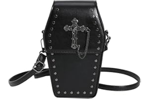 ACUYE Gotycka torebka na trumnę torebka crossbody dla kobiet, na Halloween, mała trumna, portfel, klapa, torba, nowość, gotyckie torebki i torebki