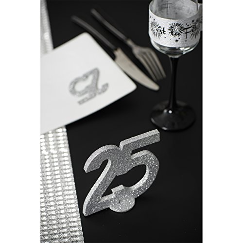 XXL Tischdeko Zahl 10 Geburtstag Silber Glitzer 1 Stück Party-Deko Palandi® - 3