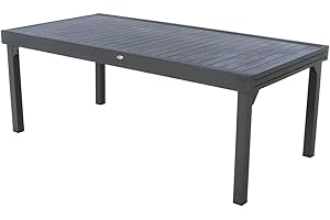 HESPÉRIDE HESPERIDE - Table de Jardin Extensible Piazza Gris Graphite - 12 Places - Aluminium Antirouille - Meuble d'Extérieur à Rallonge Coulissante