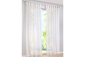 ‎SIMPVALE SIMPVALE 2 Stücks Voile Vorhänge zu Gürtelschlaufe transparent Vorhänge Fenster Balkon aus,Cremefarben,140x245cm